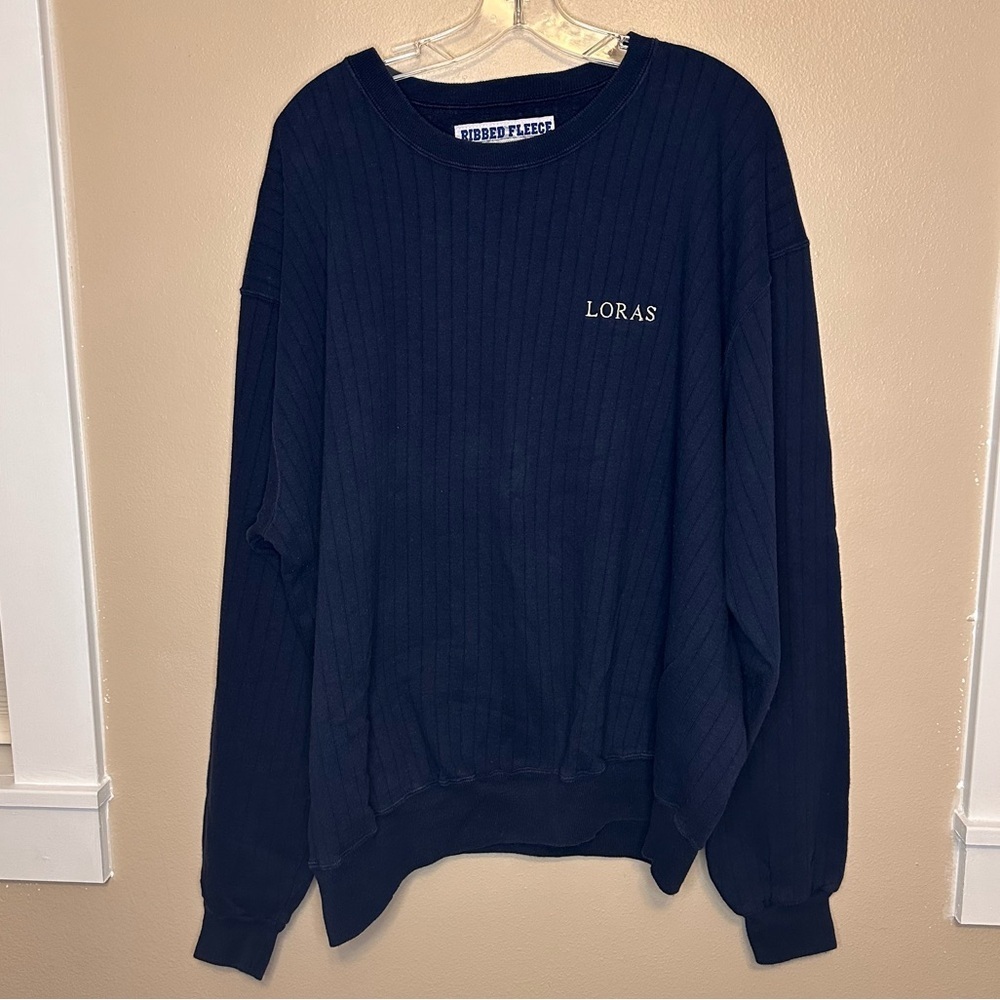 Loras College Dubuque Champion Men’s Ribbed Crew Neck Pullover Navy Sweatshirt